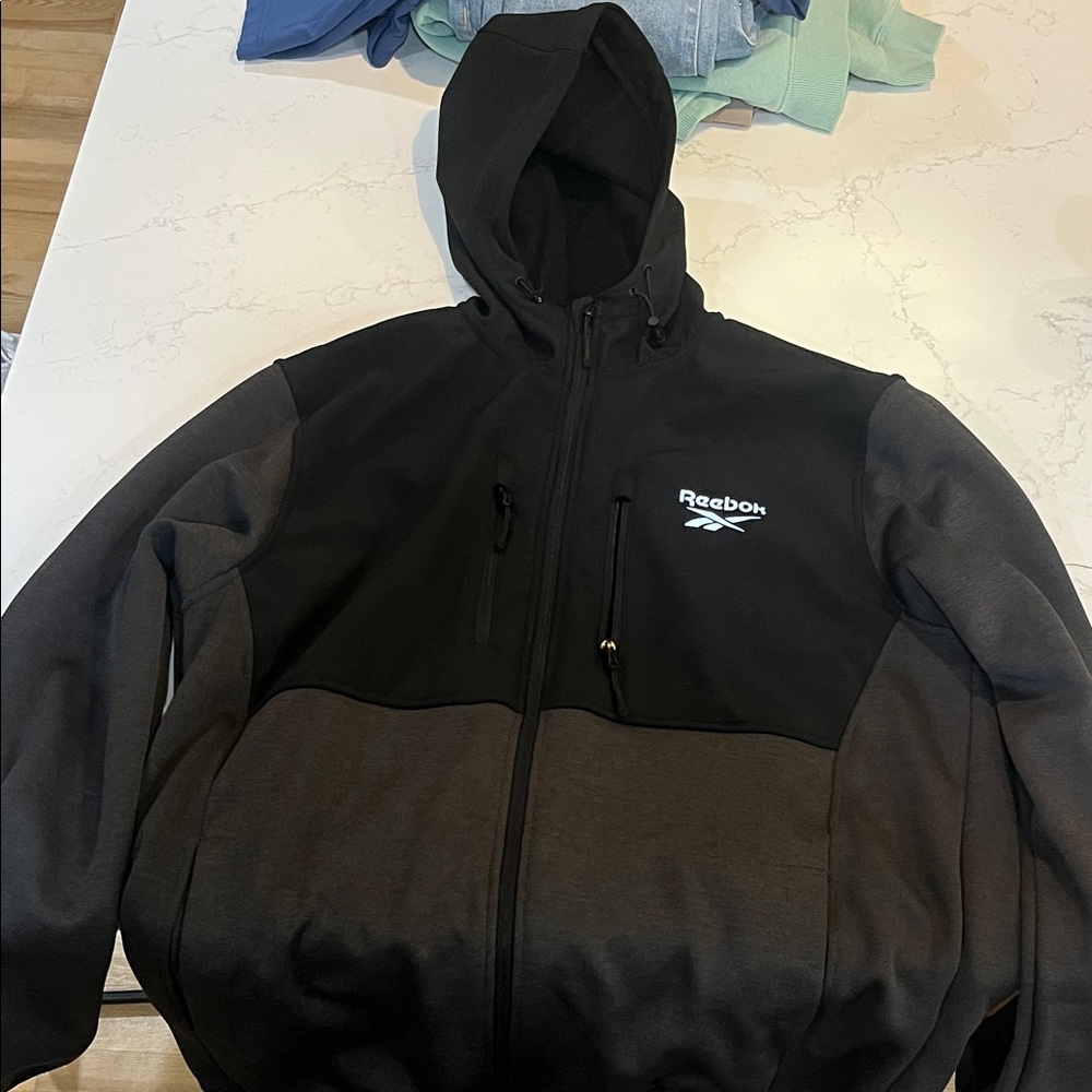 Reebok Black and Gray Jacket w/ Hood